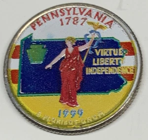# C3570    PENNSYLVANIA   QUARTER  COIN,    COLORIZED     1999-D - Picture 1 of 2