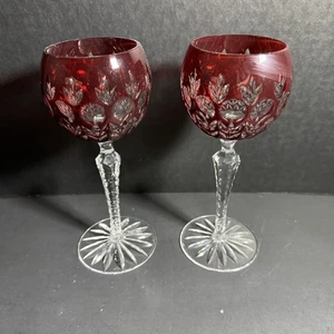 Gafas de cristal rojo rubí Bohemian Cut To Clear Dynasty de Godinger [artículo 908] - Imagen 1 de 5