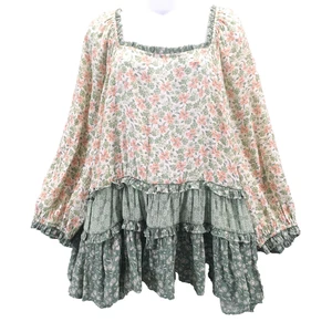 Cato Peasant Blouse Top Plus 18/20W Floral Tiered Bloomcore Cottagecore Fairy - Picture 1 of 9