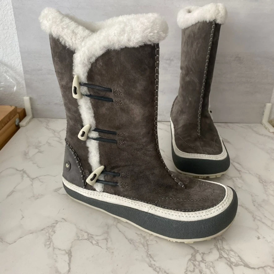 Merrell Spirit Tibet Botas Gris Sello Alto Mujer Talla 8 Gamuza Invierno Nieve Foto 1 de 4