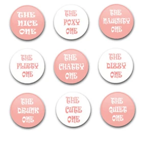 25MM / 1" BUTON BADGE X9 GIRLS PARTY NIGHT  SET 1 - Foto 1 di 1