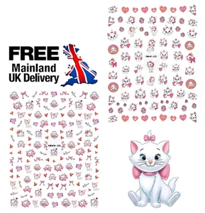 Nail Art Stickers Transfers Self Adhesive Aristocats Lady Cat Marie Cute Cartoon - Picture 1 of 4