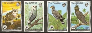 GAMBIA 1978 Mi.No. 374-77, 150.00 € OWLS, BIRDS OF PREY WWF Abuko (II) 4v MNH** - Picture 1 of 3
