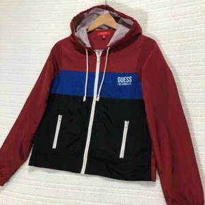 Guess Windbreaker Jacket Full Zip Lightweight Color Block Hooded Size S - Picture 1 of 5