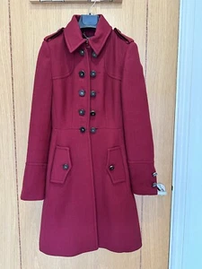 Karen Millen Wine Red Wool Military Coat Size 6 - Picture 1 of 7