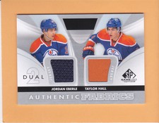 EBERLE HALL 2012-13 SP GAME USED AUTHENTIC FABRICS DUAL JSYS #AF2-EH OILERS  A1