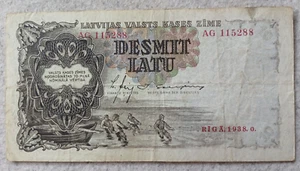 Latvia 10 latu 1938 banknote lati, P-29b - Picture 1 of 2