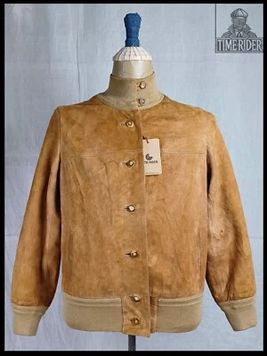 Chaqueta francesa vintage de cuero de gamuza para mujer Foto 1 de 4