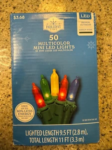 50 MULTI-COLOR LED Christmas Holiday Party MINI LIGHTS WITH GREEN WIRE 12 FT - Picture 1 of 1
