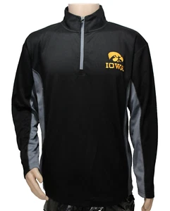 IOWA HAWKEYES Medium (38-40) Black Gray Gold Long Sleeve 1/4 Zip Pullover Shirt - Picture 1 of 6