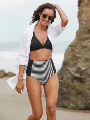 Parte inferior de cintura alta a rayas Athleta Montauk, negra, talla XS, NUEVA CON ETIQUETAS Foto 1 de 4