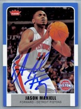 JASON MAXIELL SIGNED IP 2007-08 FLEER #4 DETROIT PISTONS AUTO