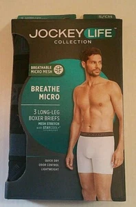 Jockey Life sports Men's 3-Pack Breathe Cotton Mesh Stretch Boxer Briefs   SMALL - Picture 1 of 6