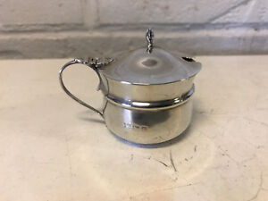 Antique English Sterling Silver Condiment Mustard Pot / Jar