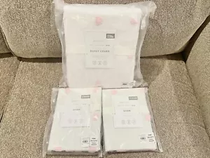 NEW Pottery Barn Kids Tufted Dot Full/Queen Duvet Cover & Shams, White/Pink - Picture 1 of 4