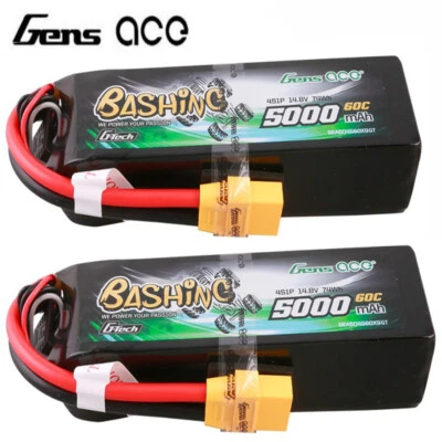 GENS ACE 2X GensAce G-Tech 60C 5000mAh 14.8V 4S Lipo Akku XT90 Stecker Für 1/8 1/10 ARRMA