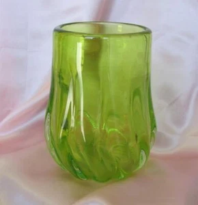 VINTAGE ITALIAN MURANO LARGE HEAVY HANDMADE CRYSTAL GLASS VASE - Picture 1 of 8