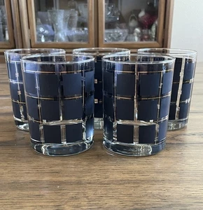 Black & Gold Old Fashioned Whisky Glasses Barware Set of 5 - Picture 1 of 8