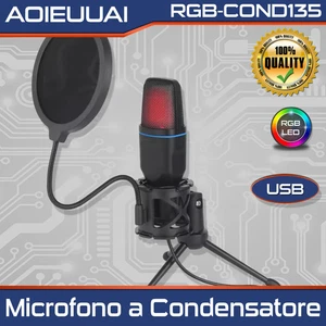 Microfono USB RGB a Condensatore per Gaming Podcast Streaming PC Laptop Studio - Imagen 1 de 7