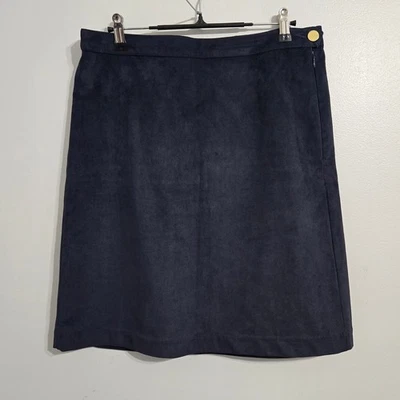 Falda B#45 Tommy Hilfiger Azul Marino Gamuza Línea A Talla 6 Detalle de Botones Foto 1 de 4