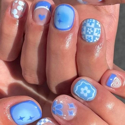 1Set Press on Nail,Square Fake Nail Glues on Nail False Nail Acrylic Nail - Image 1 of 4