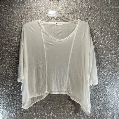 T Alexander Wang White Semi Sheer Dolman Sleeve Relax Fit Tee Large Batwing - Image 1 of 4