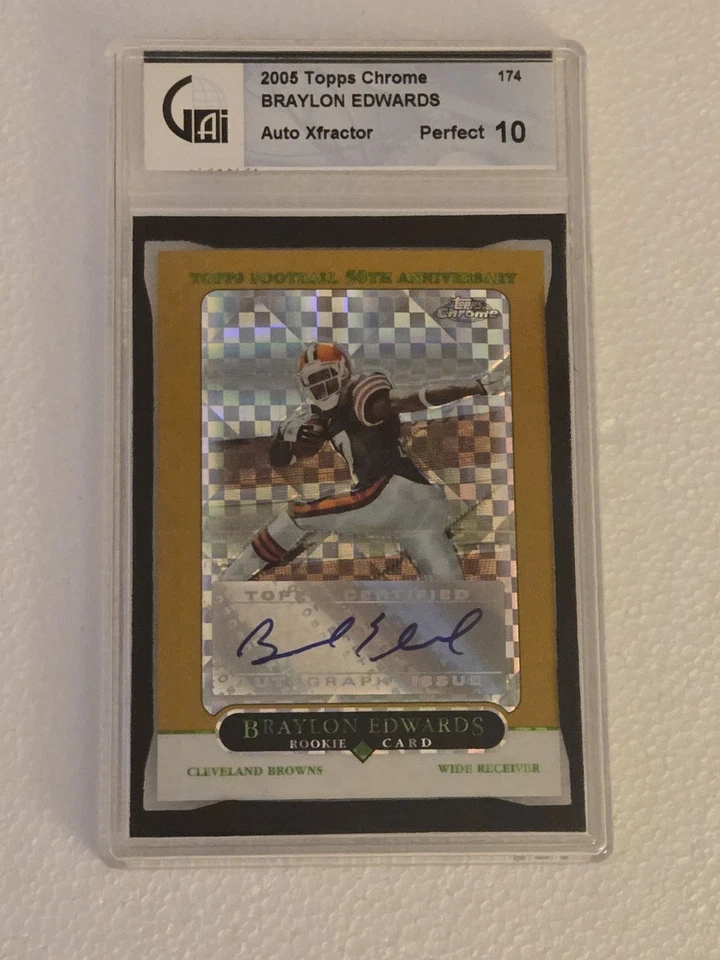Topps 2005 cromo dorado Braylon Edwards automático Xfractor 102/399 radiocontrol Gai perfecto 10 Foto 1 de 1