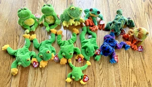 Vintage Ty Beanie Babies Frogs Lot of 12 Very Good - Picture 1 of 14
