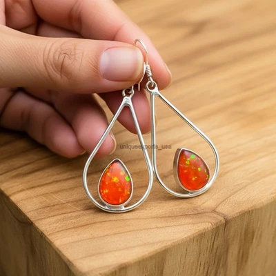 Triplet Opal Gemstone 925 Sterling Silver Earring Handmade Jewelry Gift For Her - Image 1 of 3