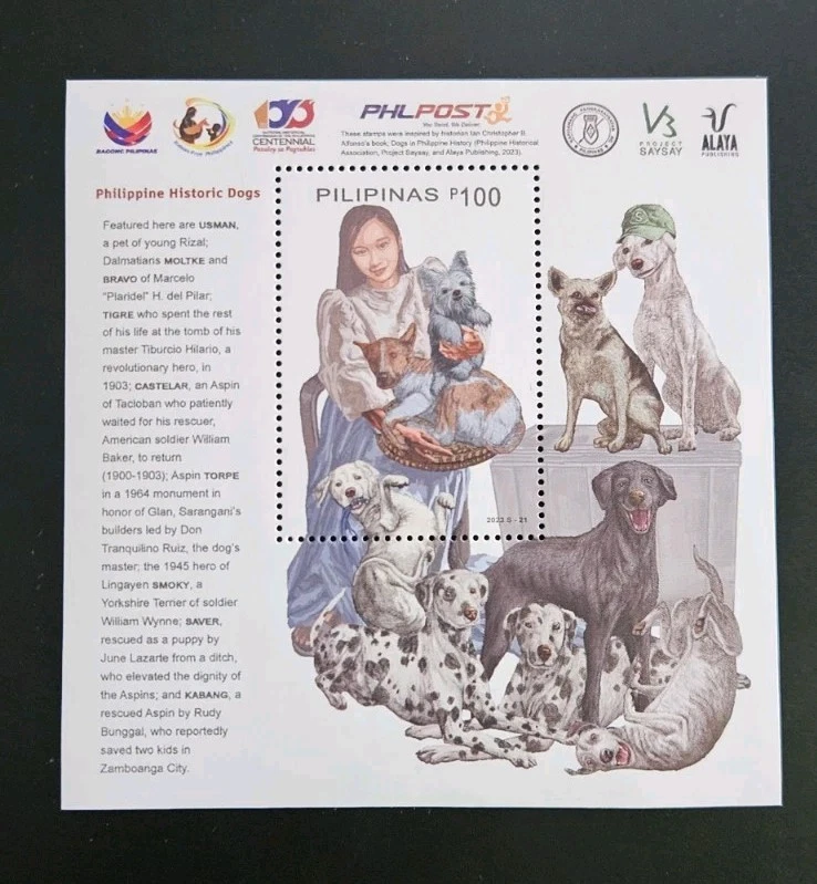FILIPINAS 2023 PERROS HISTÓRICOS USMAN PLACA SIN CORTAR SELLO MANILA PHLPOST Foto 1 de 1