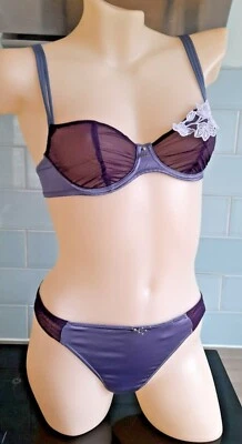 Sujetador Aubade Púrpura/Lila Azul Eterno DARL Transparente Satén/Malla Balcón en U/W Foto 1 de 4