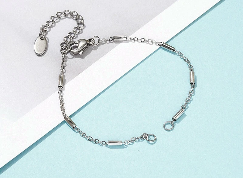 1pz base bracciale in acciaio inox 16cm +5cm colore argento scuro bijoux - Immagine 1 di 1