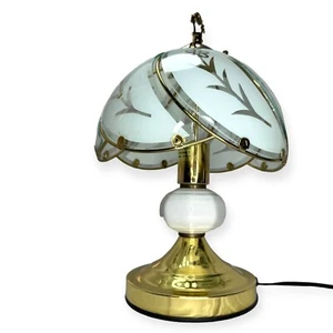 Floral Touchable Lamp Floral Glass Brass Base 3 Way 13.25 inch-tested - Picture 1 of 10