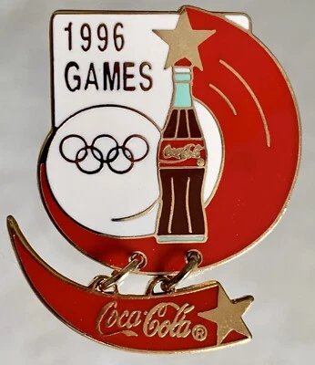 ATLANTA 1996 OLYMPICS COKE PIN Two piece pin in pkg - Image 1 of 2
