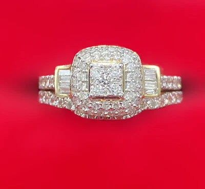 ¡Oferta! Anillo de compromiso nupcial baguette de diamantes genuinos de 1,00 quilates de oro de 14 quilates Foto 1 de 4