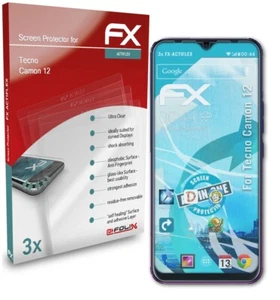 atFoliX 3x Screen Protector for Tecno Camon 12 Protective Film clear&flexible - Picture 1 of 8