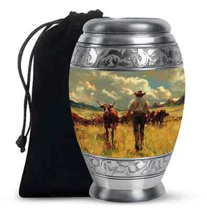 Cowboy Adult Urn Cremation, Funeral Urns Human Ashes , 10 Inch - Picture 1 of 6