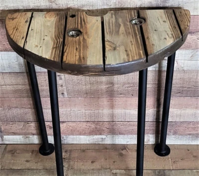 Farmhouse Solid Wood Spool Half Table - 36 IN - Hairpin & Pipe Legs - End Side - Image 1 of 4