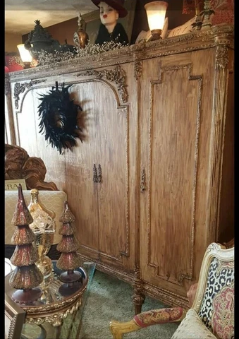 Extra Large Antique Style French Style Vintage Armoire storage French Country Cover