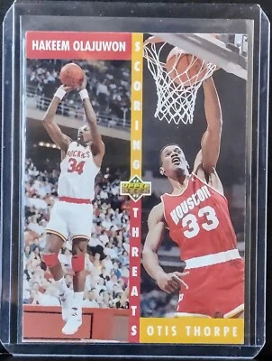 1992-93 Upper Deck Scoring Threats Hakeem Olajuwon Otis Thorpe #501 Houston - Image 1 of 2