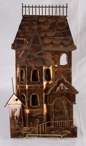 Wall hanging metal sculpture of house, 10" x 20" - Picture 1 of 3
