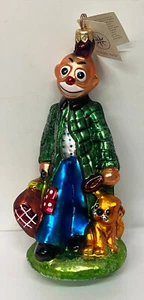 1998 Christopher Radko Blown Glass HOLIDAY HOBO & Dog Christmas Ornament NWT - Picture 1 of 1