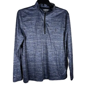 Izod Golf With Hydra Shield Mens Sz L Blue Heathered 1/4 Zip Top - Picture 1 of 9