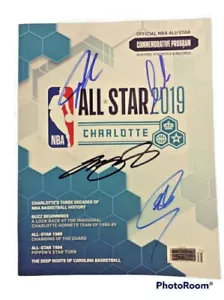 RARE Autographed 2019 ALL STAR Program Lebron Curry Luka Doncic Giannis w/ COA - Picture 1 of 8