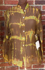 NWT $274 Betsy Prince Button Down Sheer Silk Blouse M Brown/Green Long Sleeve