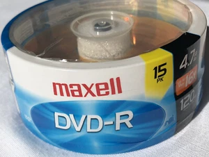 Maxell 638006 DVD-R 4.7GB Write-Once 16x Recordable Disc Spindle 15PK - Imagen 1 de 2