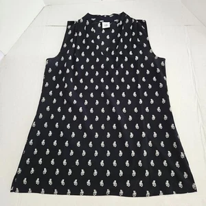 Top Cabi para mujer mediano azul marino blanco sin mangas cuello en V pulóver pliegues en el hombro - Imagen 1 de 9