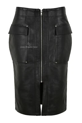 Ladies Leather Skirt Real Leather Women Formal Party Pencil Utility Skirt 4652 - Image 1 of 4