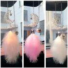 Moon Hollow Out Silver Wind Chimes Rearview Mirror Feather pendant Car Pendant