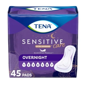 Tena Sensitive Care Extra Coverage Overnight Incontinence Pads, 45 Count - Picture 1 of 8